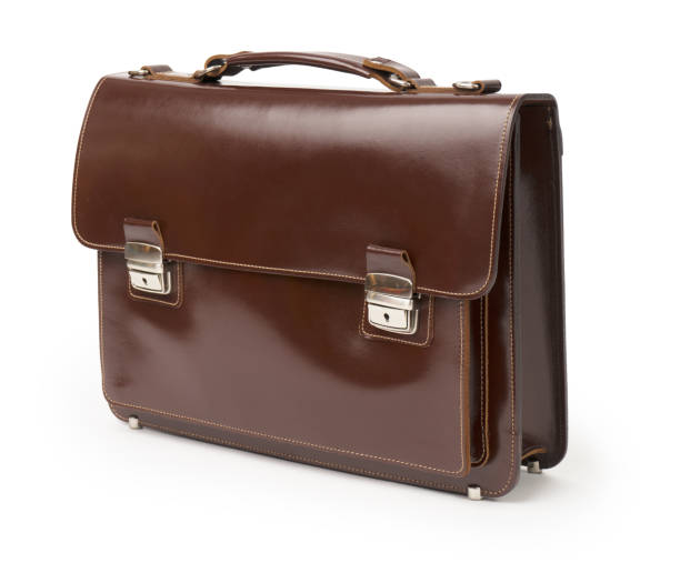 istock Leather men's briefcase on a white background 1646408767