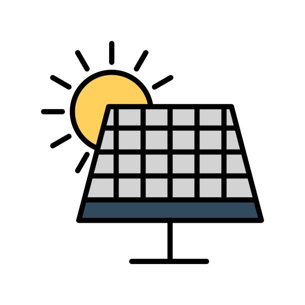 ilustraciones, imágenes clip art, dibujos animados e iconos de stock de icono de cctv - solarpanel