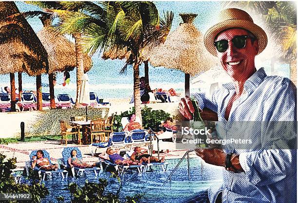 Ilustración de Hombre Disfrutando De La Piscina Del Resort Y La Playa y más Vectores Libres de Derechos de Montaje - Imagen compuesta