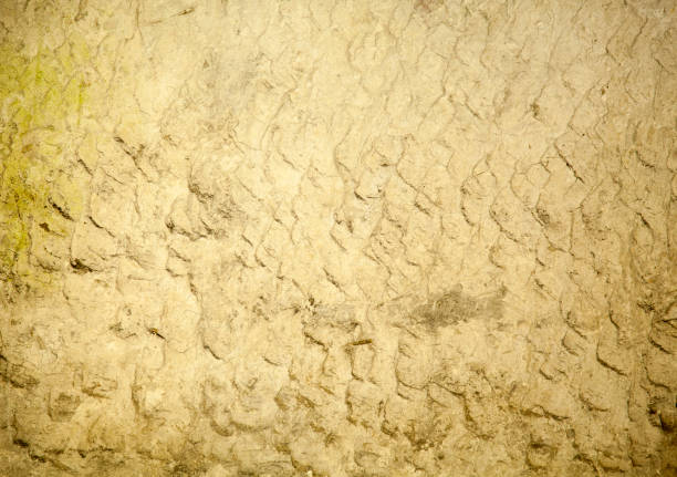 The abstract view of a chalk wall inside historic tunnel system 27 meters under Chelm old town (Poland).