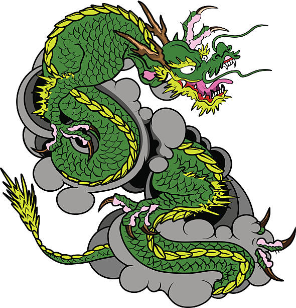 zielony smok - water snake stock illustrations