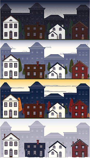 Banlieue-Four Seasons - Illustration vectorielle