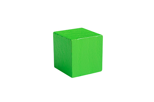 Green wooden cubes for conceptual design. Education game. isolated on white background. clipping path