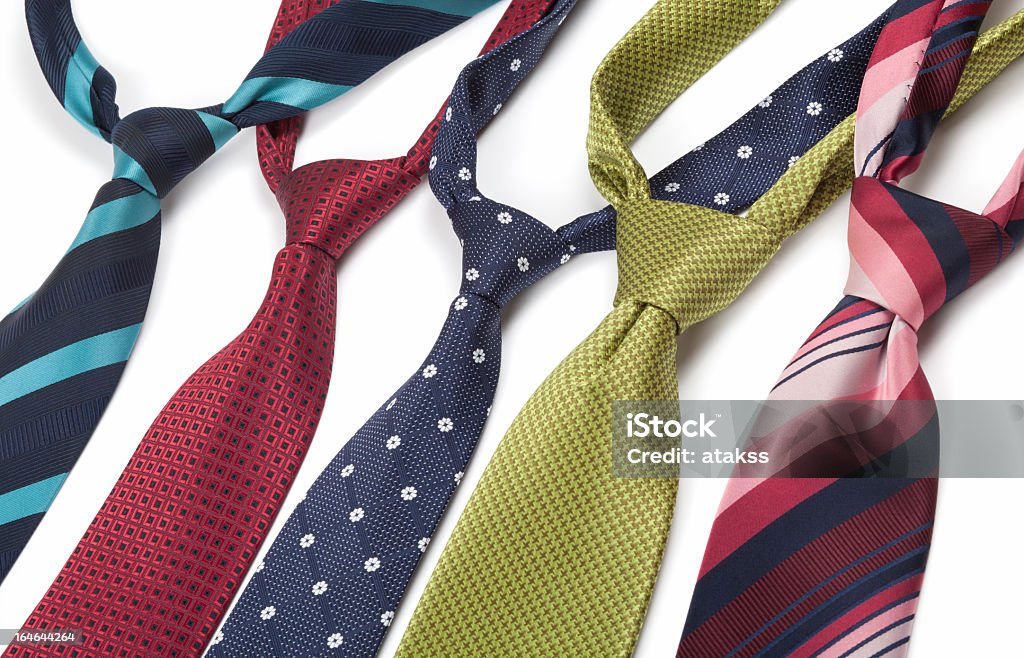 Ties Selection of silk ties on white backround. Adult Stock Photo