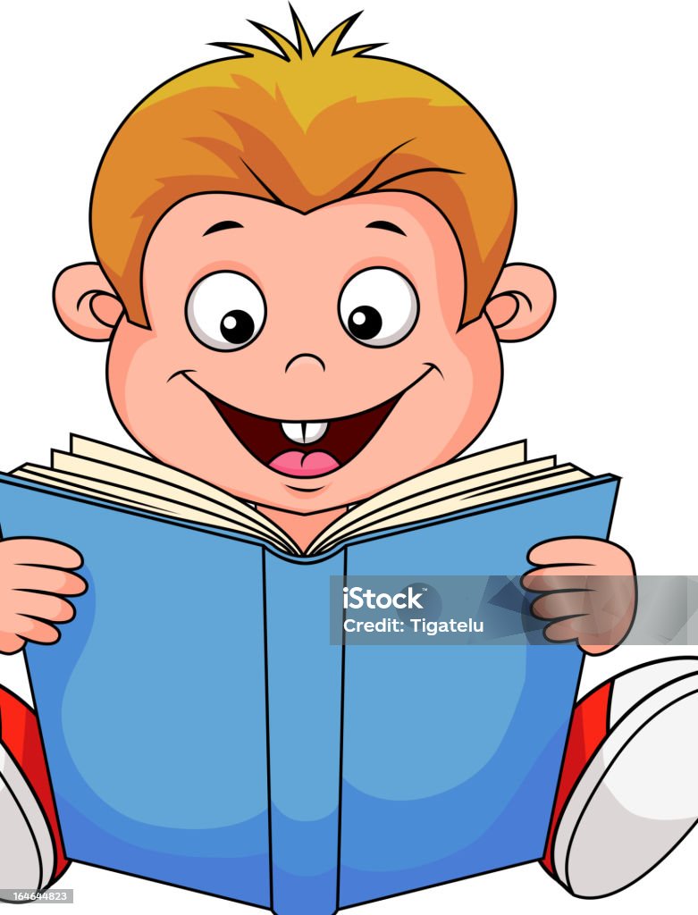 Cartoon Boy Reading Book Stock Illustration - Download Image Now - Book,  Book Cover, Boys - iStock
