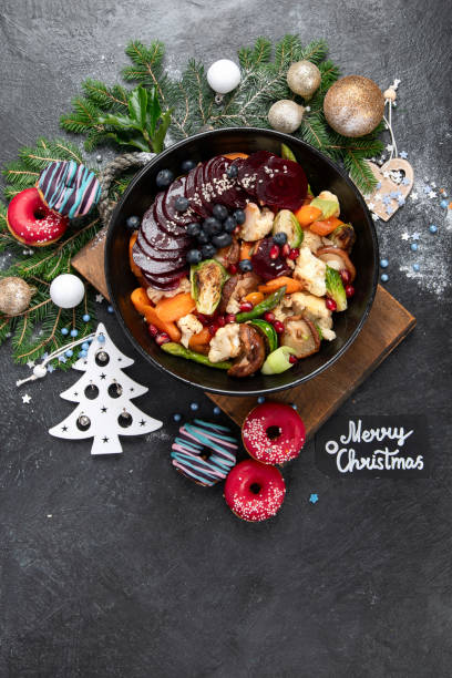 istock Vegetarian Christmas dinner. Healthy food concept. 1646453072