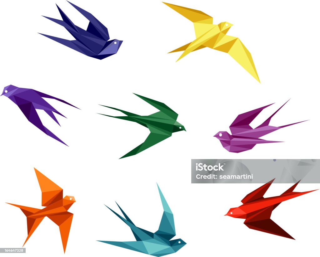 Hirondelles dans un style origami - clipart vectoriel de Origami libre de droits