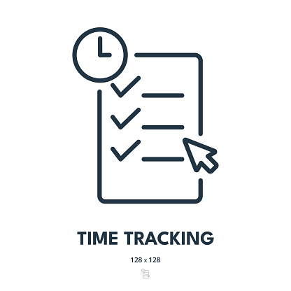 Time Tracking Icon. Schedule, Timesheet, Deadline. Editable Stroke. Simple Vector Icon