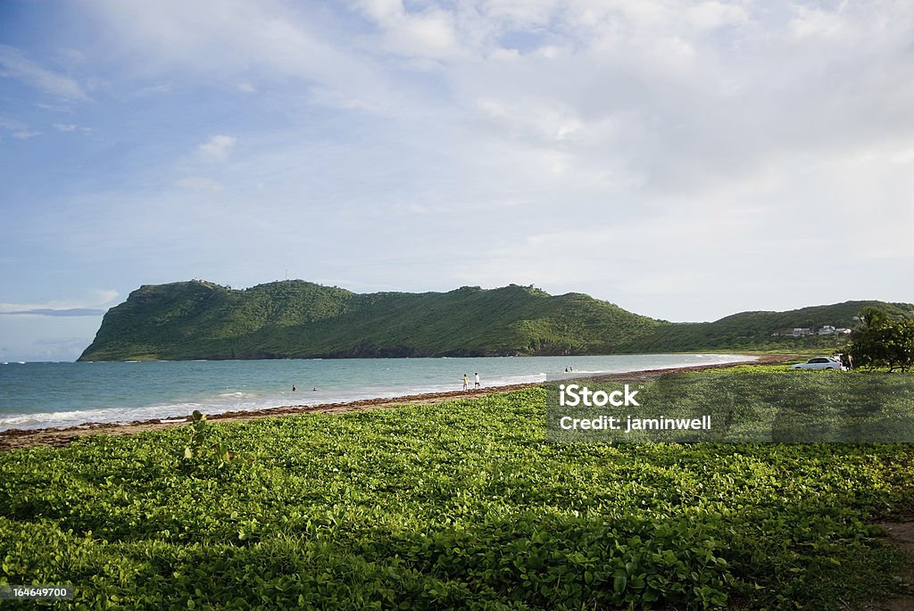 Pintoresco paisaje de playa resistente con personas y headland - Foto de stock de Actividades recreativas libre de derechos