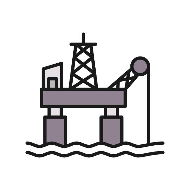 石油プラットフォームアイコン - oil rig illustrations点のイラスト素材／クリップアート素材／マンガ素材／アイコン素材