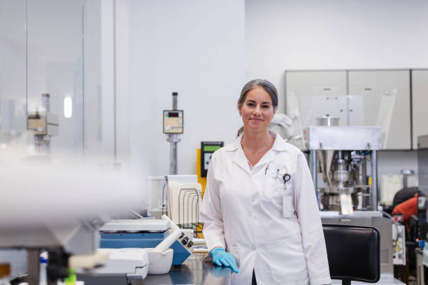 istock Top female scientist poses for photo in lab 1646509595