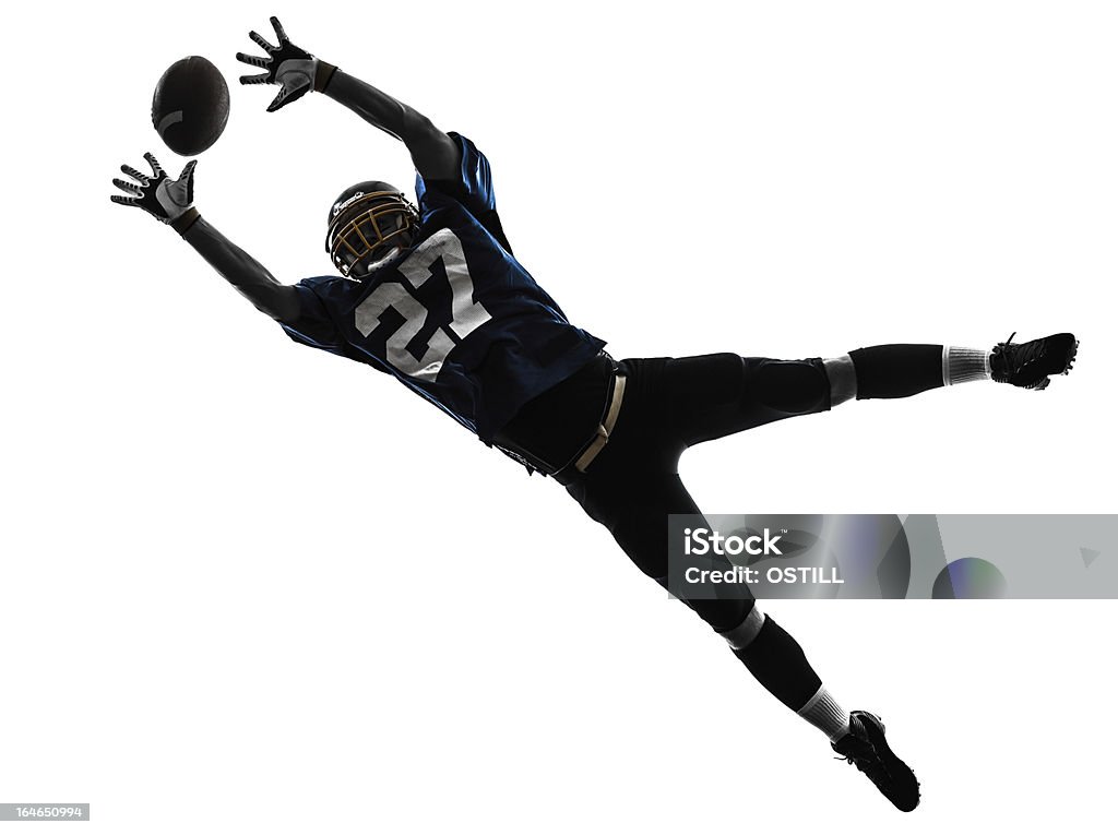 american-football-Spieler Mann, fangen bekommen silhouette - Lizenzfrei Amerikanischer Football Stock-Foto