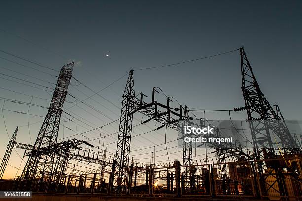 Power Station Stock Photo - Download Image Now - Built Structure, Cable, Diminishing Perspective