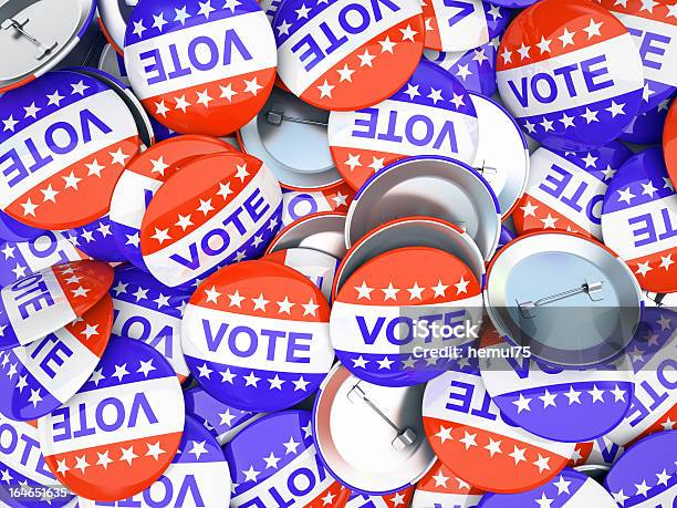American Vote Buttons Illustration Stock Photo - Download Image Now - Voting, Campaign Button, Button - Sewing Item
