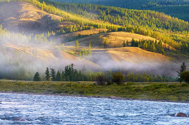 istock Morning fog on river in northern Mongolia 164651810