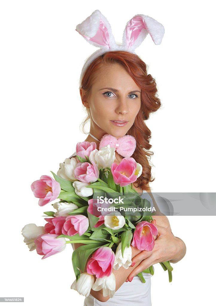 easter fashion cute young woman with bunny ears Adult Stock Photo