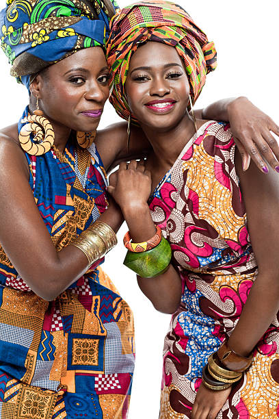 Two young beautiful African fashion models.