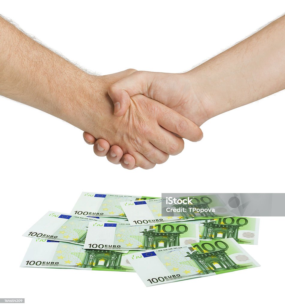Рукопожатие и деньги евро - Стоковые фото Белый роялти-фри