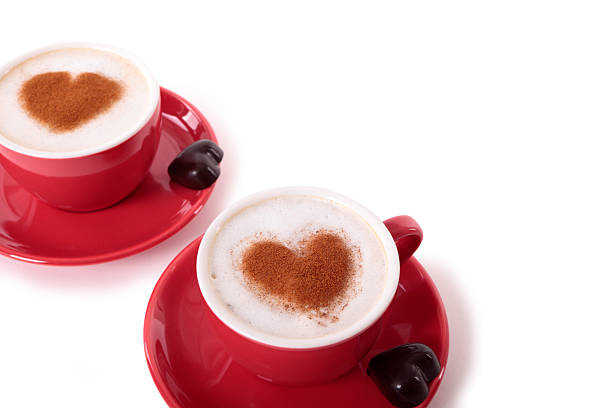 «valentine кофе - two objects cup saucer isolated стоковые фото и изображения