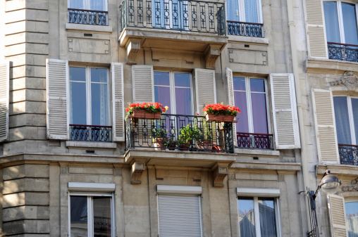 Balcony and windows in Paris.