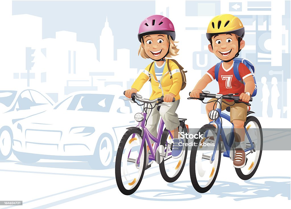 街のサイクリング - サイクリングのロイヤリティフリーベクトルアート