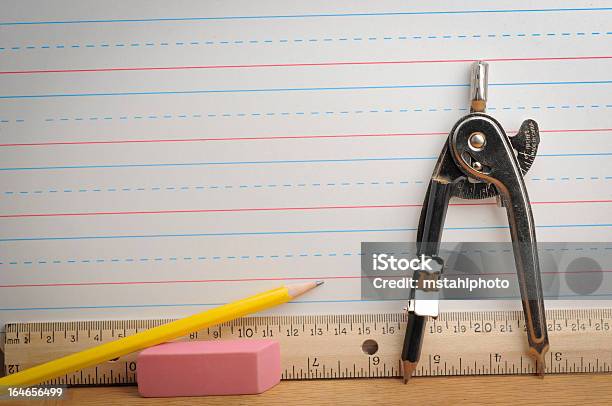 Foto de Geometria e mais fotos de stock de Escola fundamental - Educação - Escola fundamental - Educação, Papel Pautado, Borracha - Material de escritório