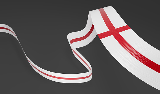 3d Flag Of England 3d Waving Ribbon Flag Isolated On Grey Background, 3d illustration