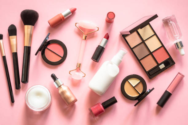 istock Makeup professional cosmetics on pink background. 1646585995