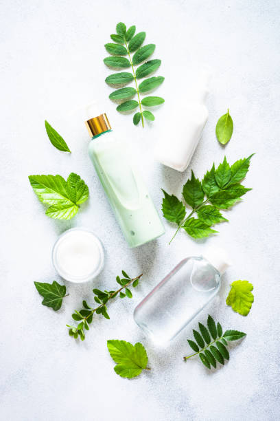 istock Natural cosmetics concept on white background flat lay. 1646586033