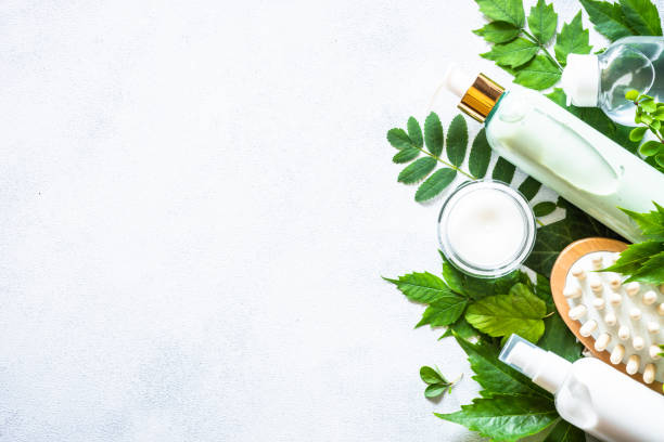 istock Natural cosmetics concept on white background flat lay. 1646586050