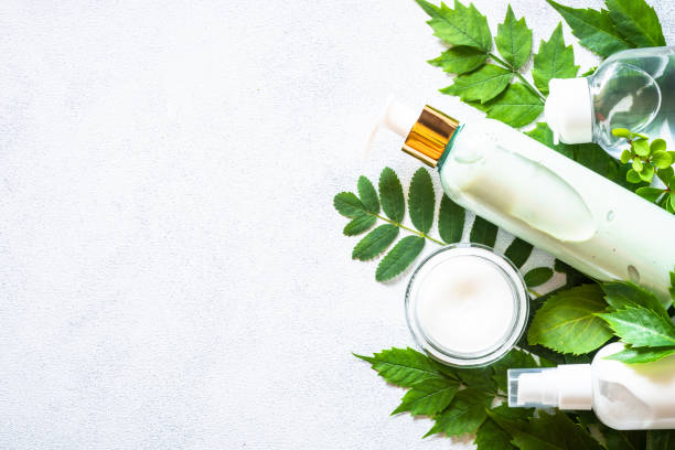 istock Natural cosmetics concept on white background flat lay. 1646586566