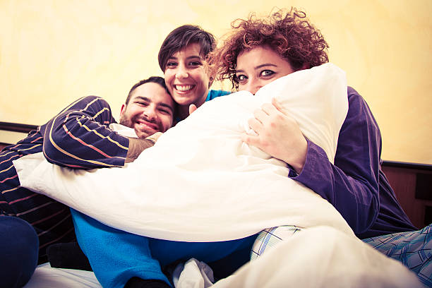 Friends have Pajama party stock photo