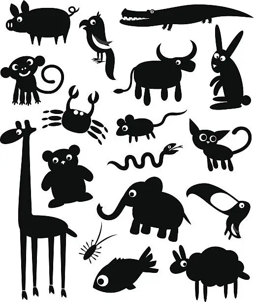 Vector illustration of silhouettes of animals