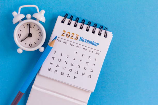 istock Desk calendar for november 2023 years on the table. 1646599319