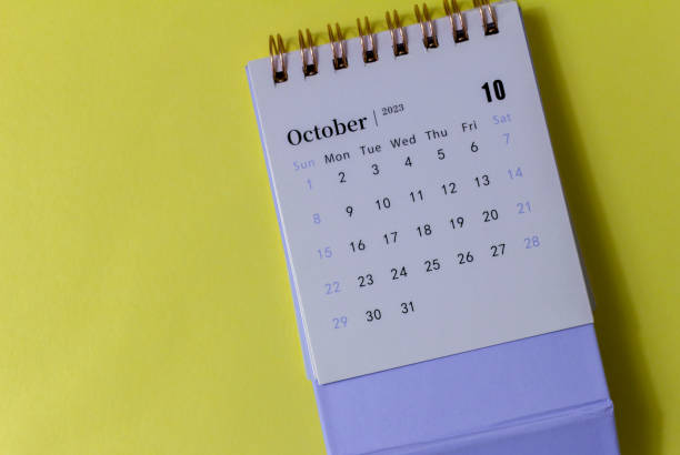 istock Calendar for October 2023. Desktop calendar for planning and managing each date. 1646600650