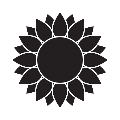 Sunflower silhouette icon. Sunflower vector illustration in black color.