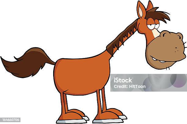 Вращающийся Коричневая Лошадь — стоковая векторная графика и другие изображения на тему Лень - Лень, Лошадь, Комикс