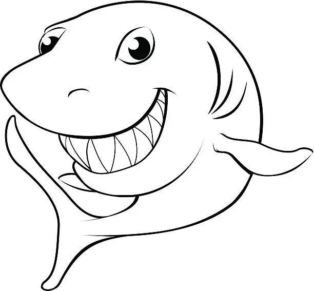 Vector illustration of Happy cartoon shark