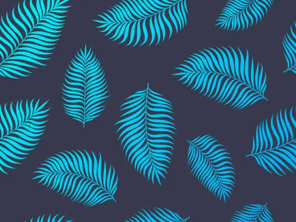 Vector illustration of Seamless Repeating Tileable Tropical Palm Leaf Frond Background