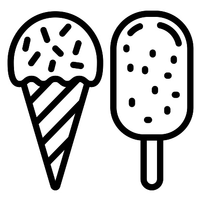 Chocolate ice cream line icon, Chocolate festival concept, sweet summer dessert sign on white background, Kinds of Ice Cream icon in outline for mobile web design. Vector graphics