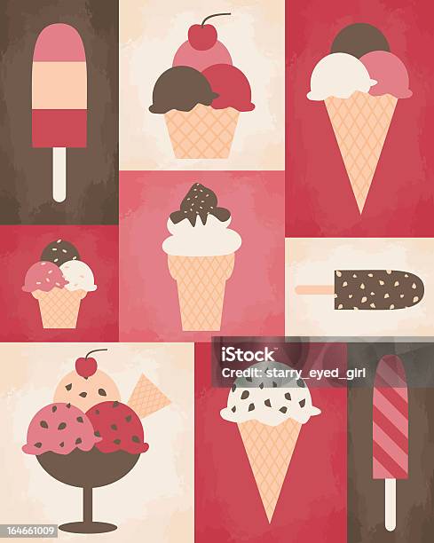 Ilustración de Póster Retro Helado y más Vectores Libres de Derechos de Alimento - Alimento, Anticuado, Barquilla de helado