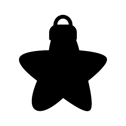 Shape of Christmas star glass toy. Contour Crystal Christmas tree decorations for pine decoration icon. Simple black and white silhouette vector icon isolated on white background