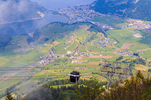 Gondola of Stanserhorn cabrio cable car to Stanserhorn mountain in Switzerland