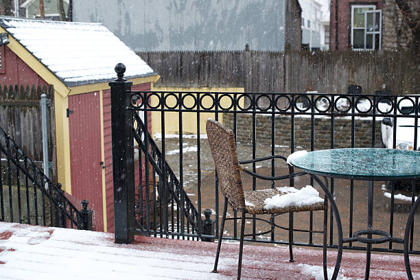 Snowing in the city, Boston stock photo