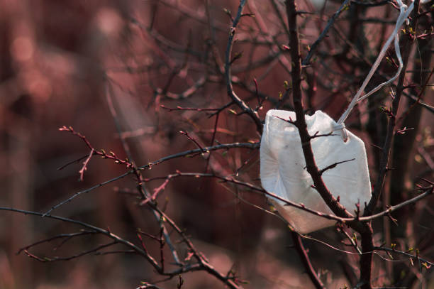 istock Abandoned and dirty white mask with filter 1646620269