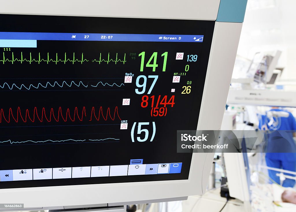 Unidades de cuidados intensivos com monitor de ECG Neonatal - Royalty-free Acidentados Foto de stock