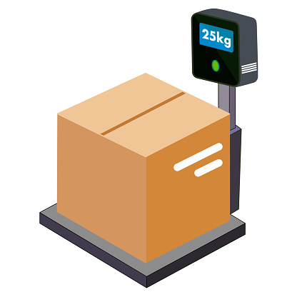Digital weighing scales for weighing goods icon, cartoon style