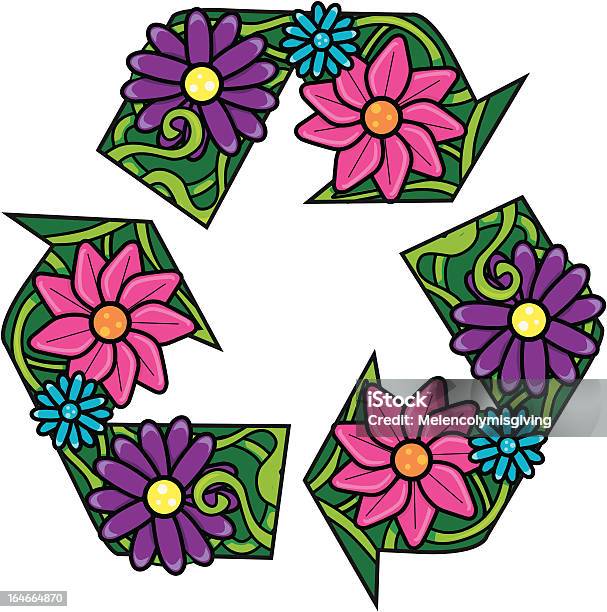 Simbolo Di Riciclo Con Fiori - Immagini vettoriali stock e altre immagini di Fiore - Fiore, Fiore singolo, Illustrazione