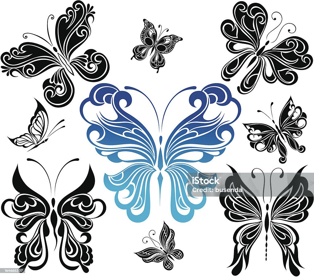 Черный и белый бабочек - Векторная графика Бабочка роялти-фри