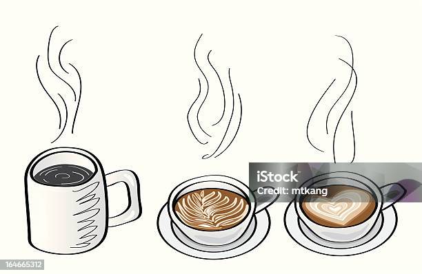 Kawa Kreskówka Ilustracji - Stockowe grafiki wektorowe i więcej obrazów Bazgroły - Rysunek - Bazgroły - Rysunek, Cappuccino, Espresso